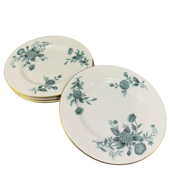 Pickard Fine Porcelain Diana Dish Plate 6in Plates Dishes USA Green Ivory Set 4 - Picture 1 of 14